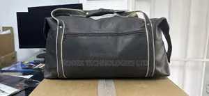 SELLA Club RUGBY Black Faux-Leather Duffel/Travel Bag