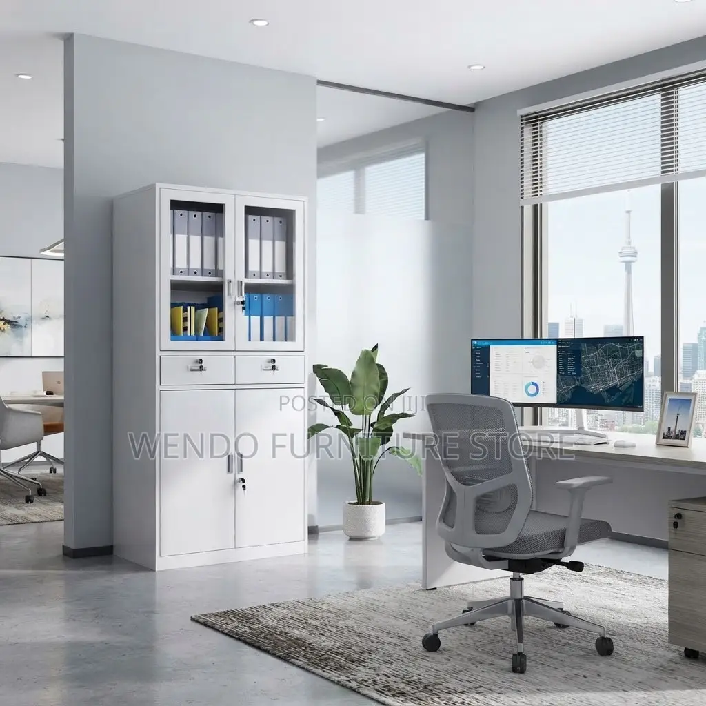 Office Cabinet; Gray Filing Modern Office Storage Cabinet
