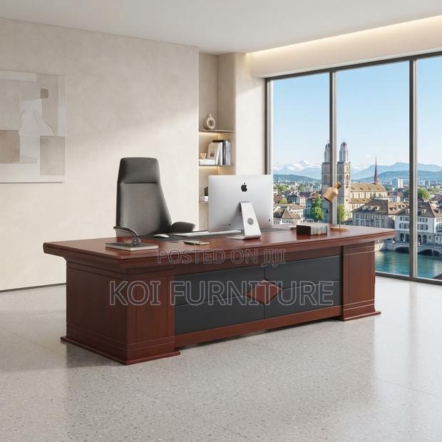Office Desk; Mahogany Polished 1600mm Executive Modern Office Desk