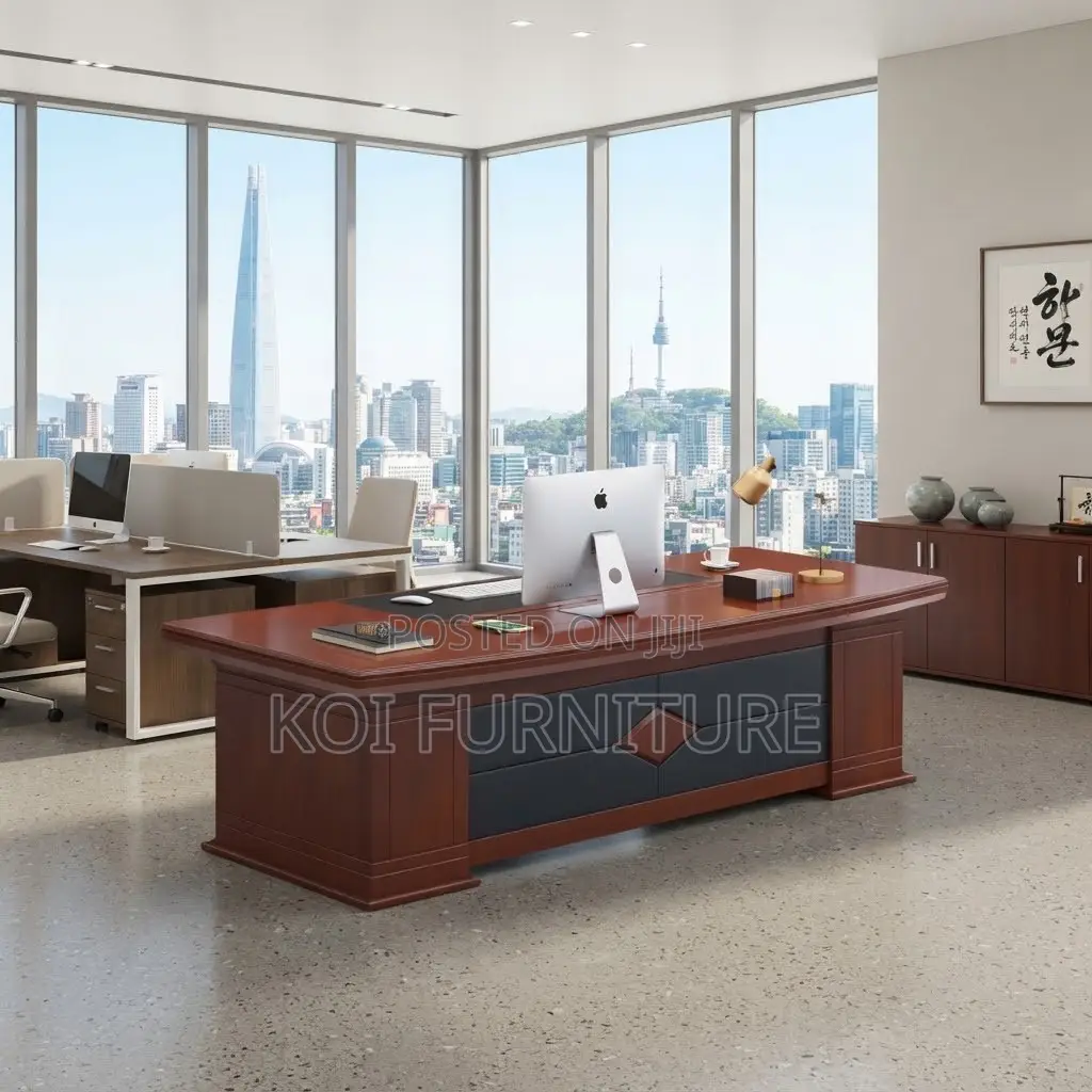 Office Desk; Mahogany Polished 1600mm Executive Modern Office Desk