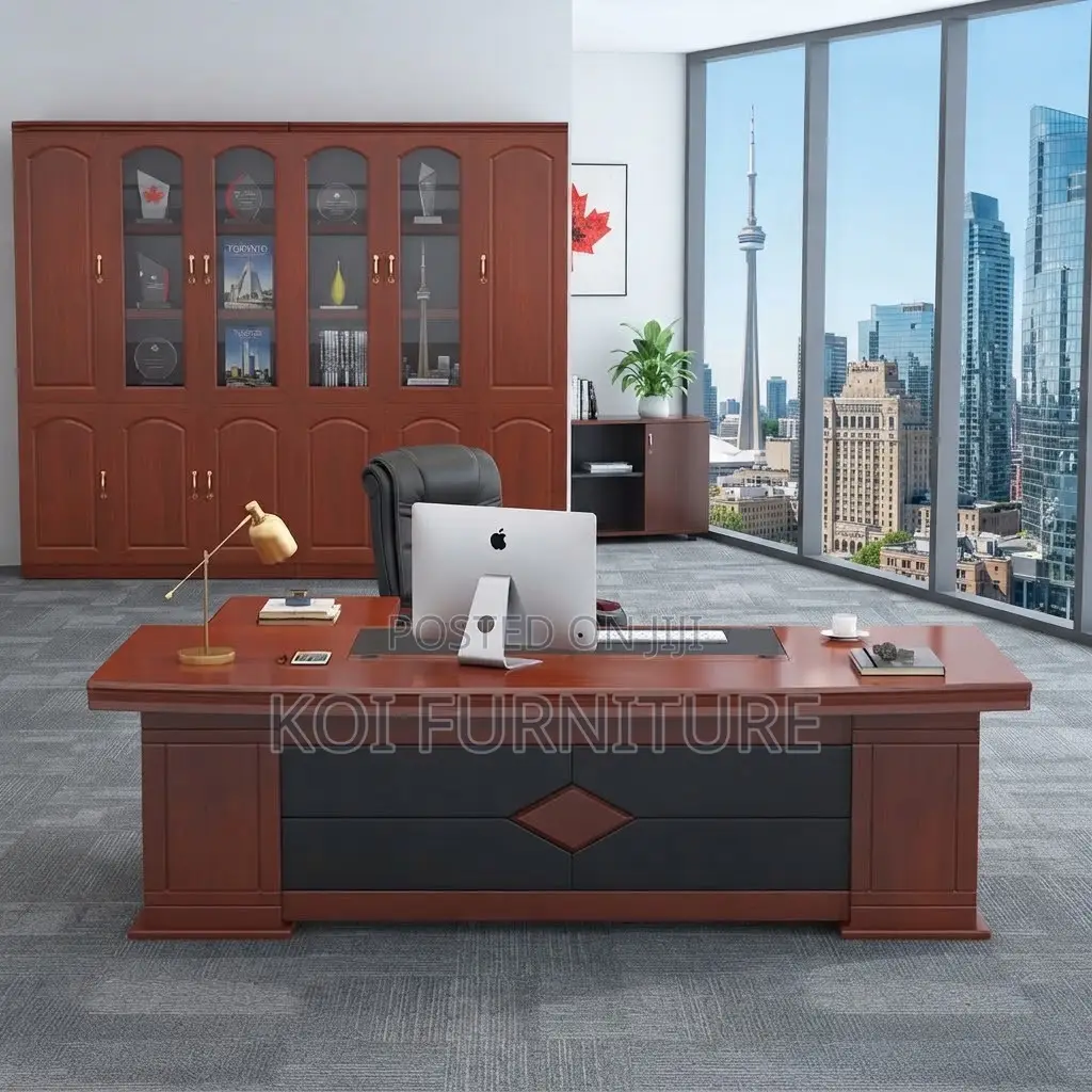 Office Desk; Mahogany Polished 1600mm Executive Modern Office Desk
