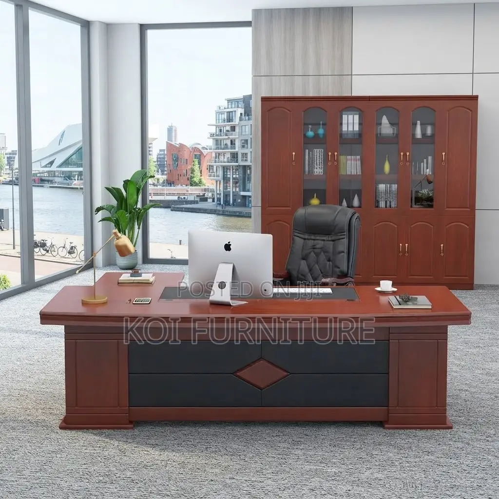 Office Desk; Mahogany Polished 1600mm Executive Modern Office Desk