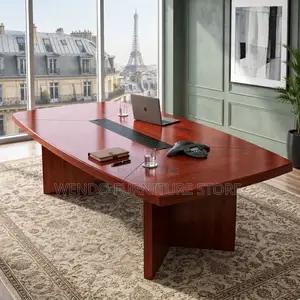 Boardroom Table; Red Polished Modern 3 Meters Mahogany Boardroom Table