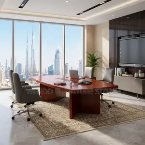Boardroom Table; Red Polished Modern 3 Meters Mahogany Boardroom Table