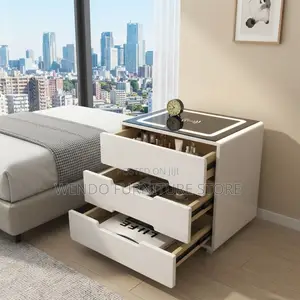Storage Unit; White Bedroom Cabinet With Three Lockers