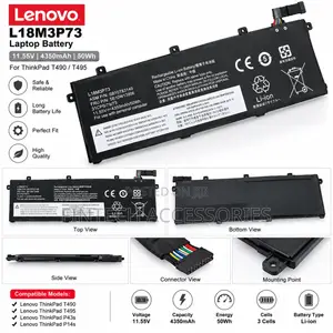 Lenovo T490 T495 Laptop Battery L18M3P73 Replacement
