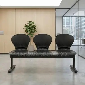 Office Bench;3-Link Black Plastic Reception Bench