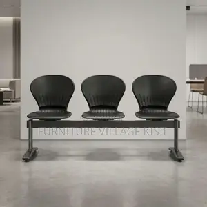 Office Bench;3-Link Black Plastic Reception Bench