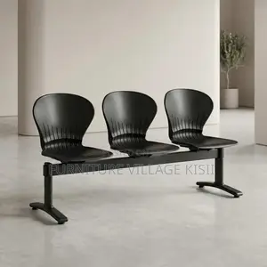 Office Bench;3-Link Black Plastic Reception Bench