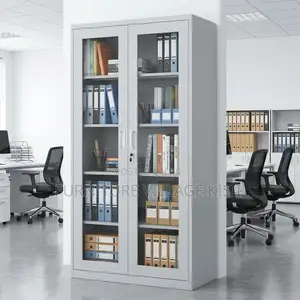 Office Storage; 2-Door Full Glass Steel Storage Cabinet