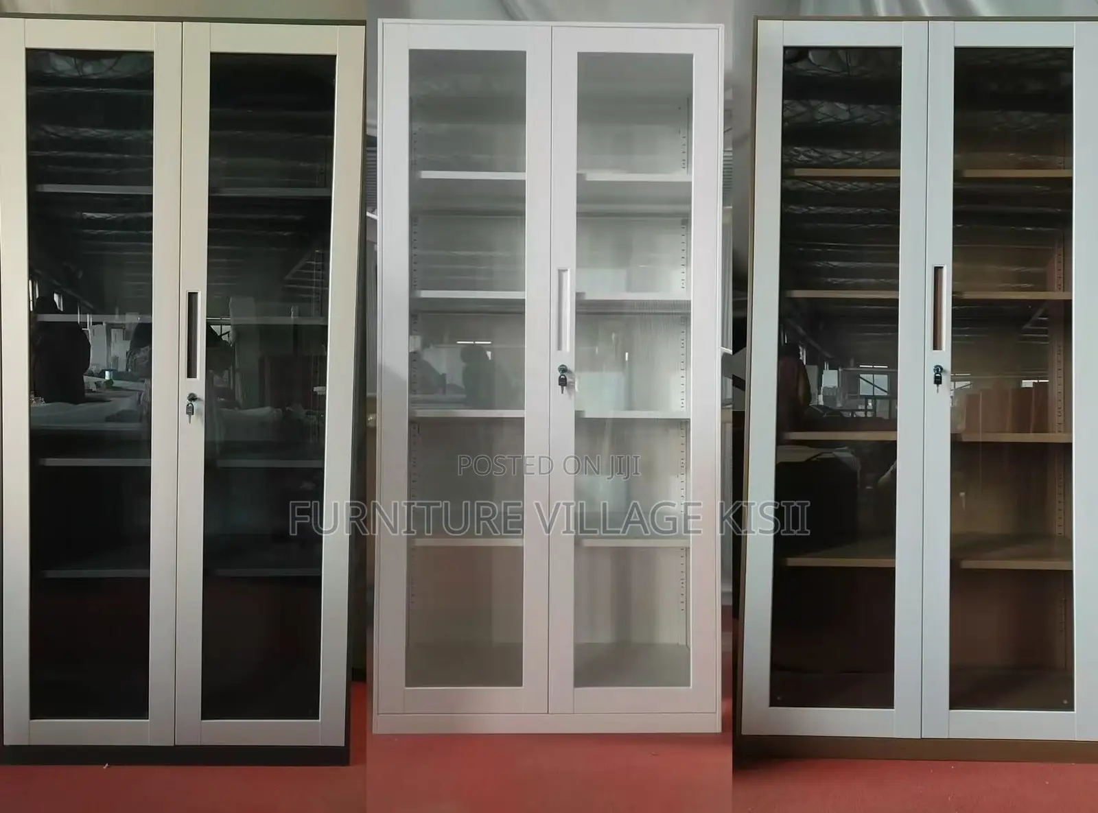 Office Storage; 2-Door Full Glass Steel Storage Cabinet