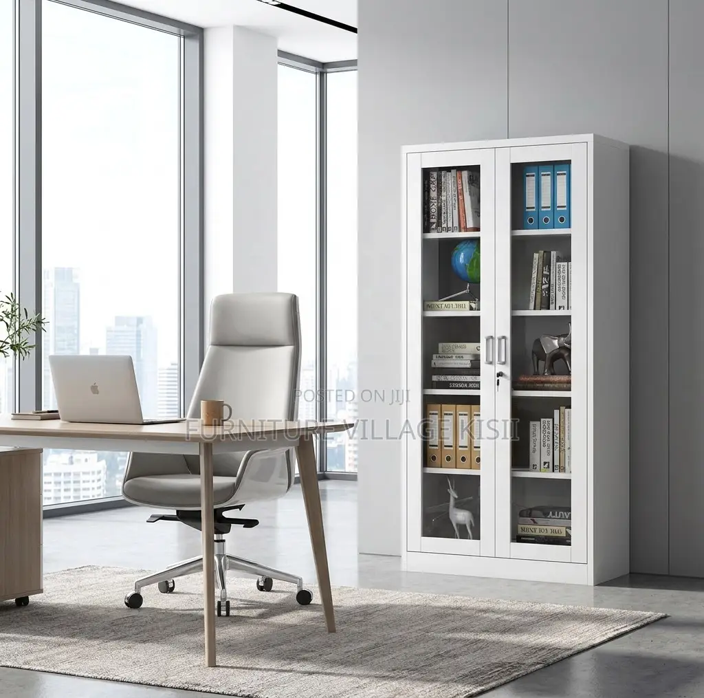 Office Storage; 2-Door Full Glass Steel Storage Cabinet