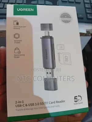 Ugreen 2 in 1 USB C $ USB 3.0 2 in 1 Card Reader SD/TF- (UG-50706)