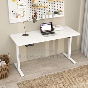 White Electric Height -Adjustable Standing Desk