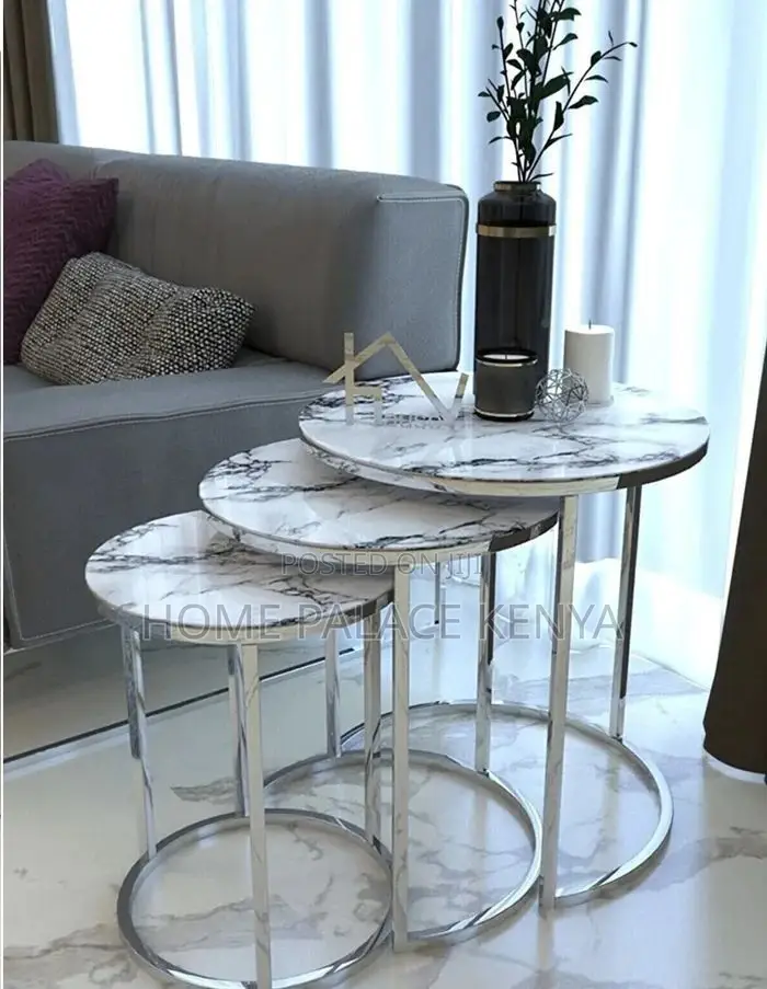 Nesting Table; Space Saving Marble Top Nesting Tables for Living Rooms