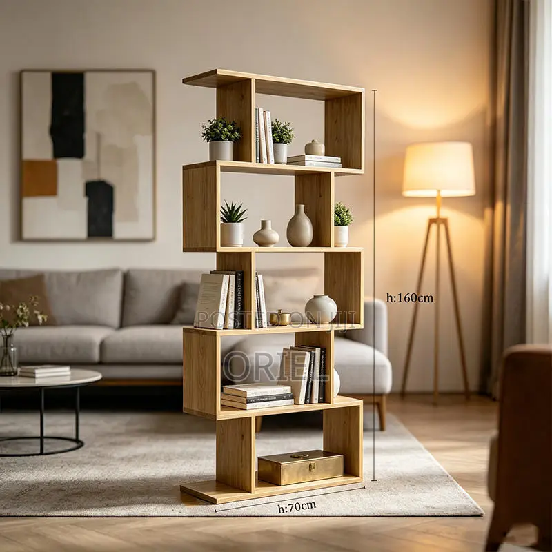 Office Bookshelf : Wooden Panel 5-Tier Bookshelf