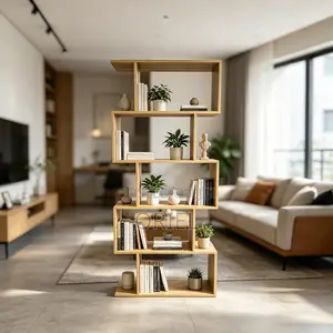 Office Bookshelf : Wooden Panel 5-Tier Bookshelf
