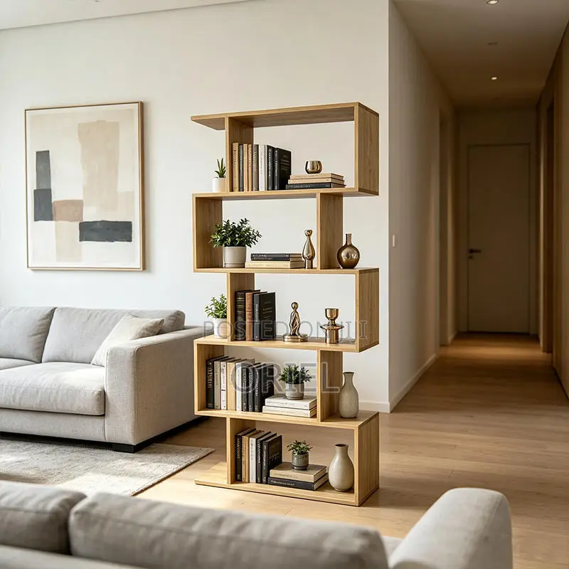 Office Bookshelf : Wooden Panel 5-Tier Bookshelf