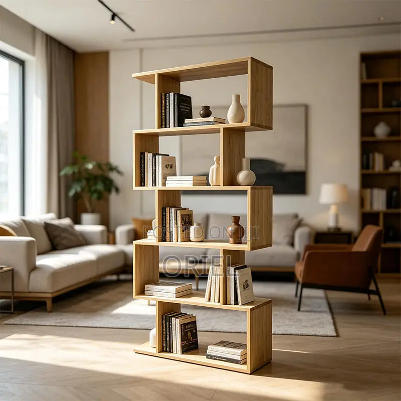 Office Bookshelf : Wooden Panel 5-Tier Bookshelf