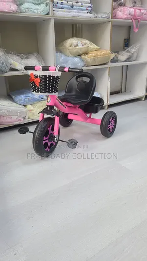 Girls Pink Tricycle With Basket