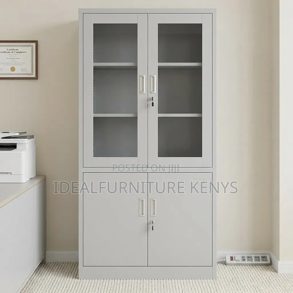 Glass Top Metal Storage Cabinet