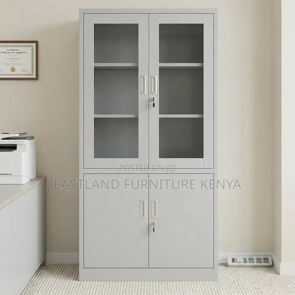 Glass Top Metal Storage Cabinet