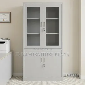Glass Top Metal Storage Cabinet