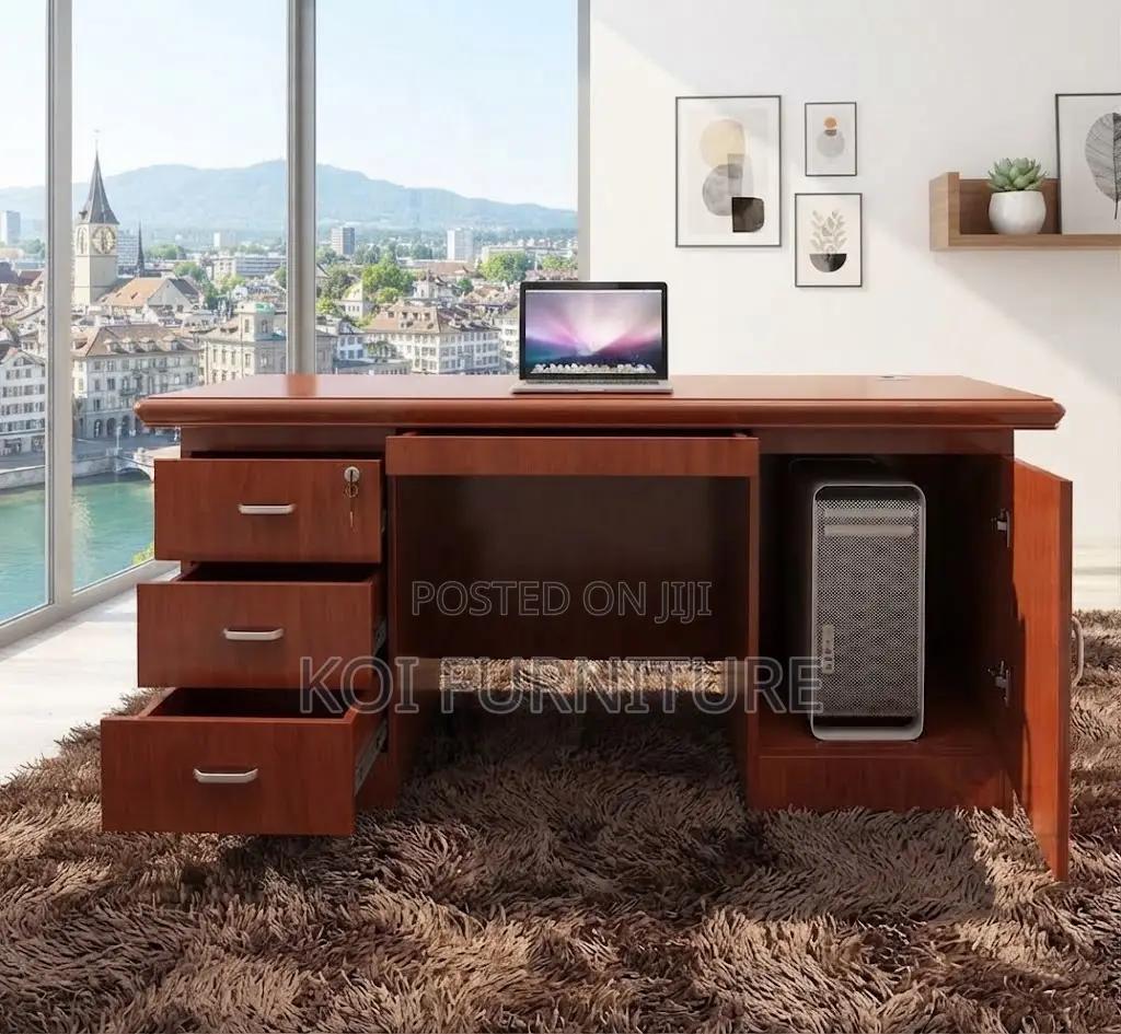 Office Desk; 120CM Modern Mahogany Made Home Office Red Desk