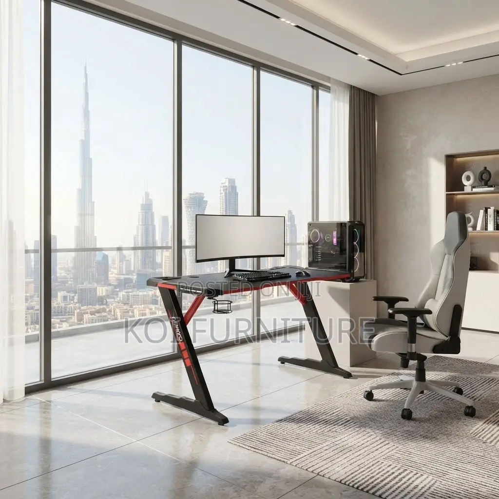 Office Desk; Ergonomic Studio Black Gamers Modern Desk