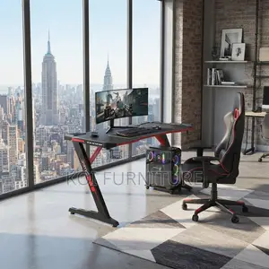 Office Desk; Ergonomic Studio Black Gamers Modern Desk