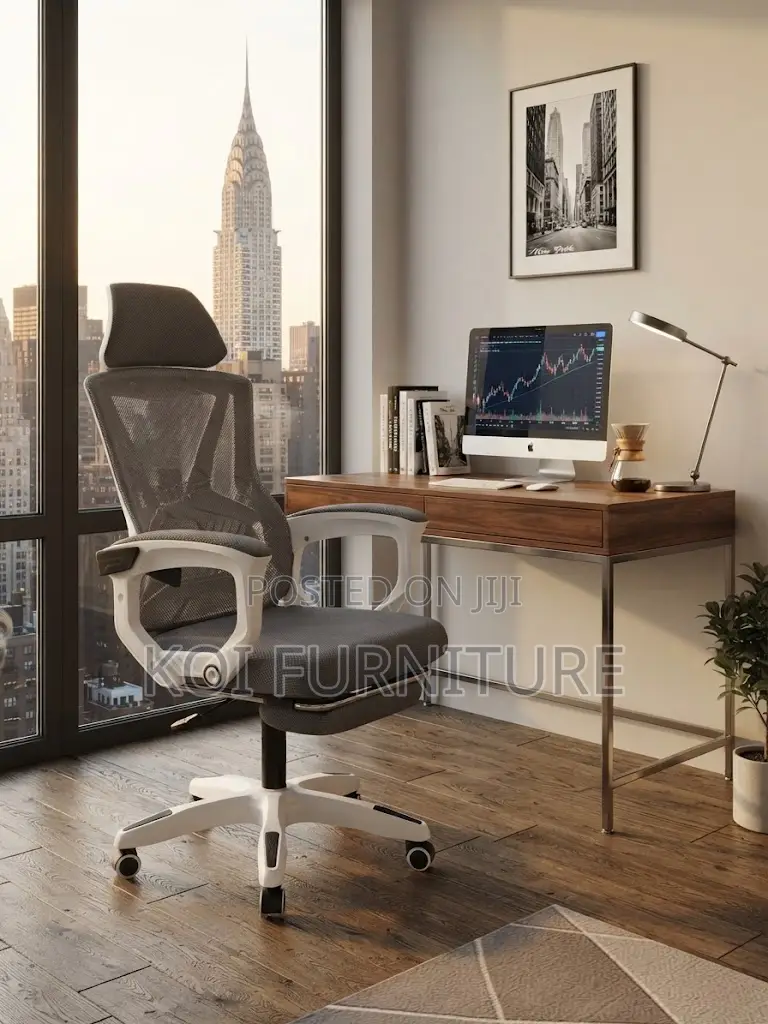 Office Chairs; Fabric Modern Office Seat With Foldable Footrest