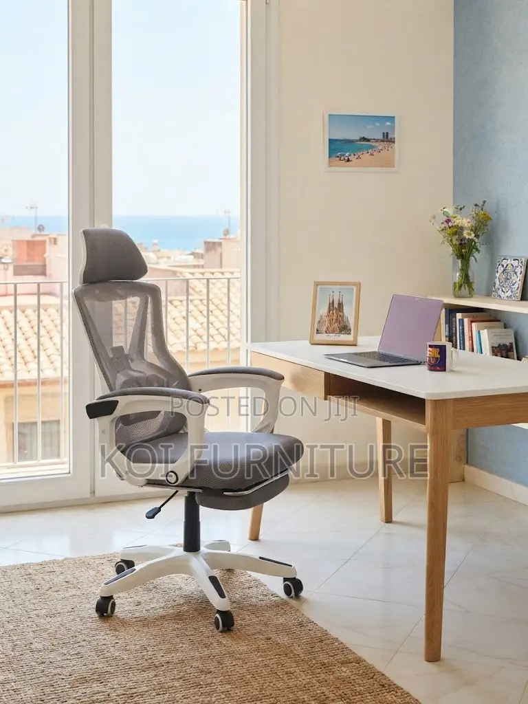Office Chairs; Fabric Modern Office Seat With Foldable Footrest