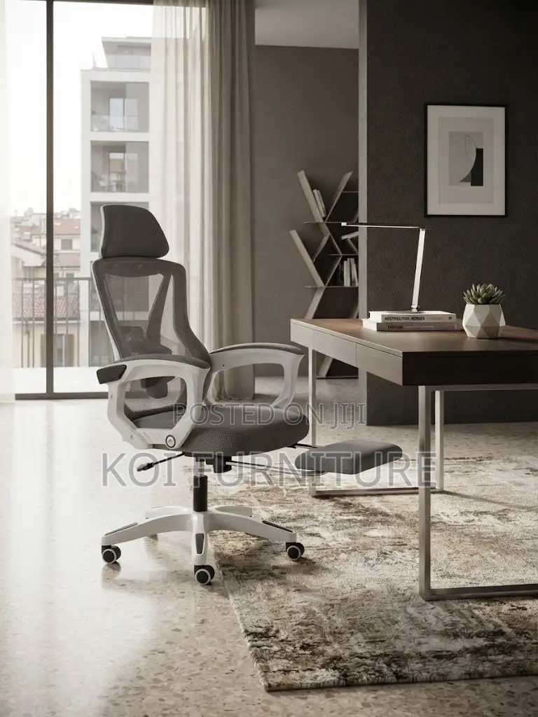 Office Chairs; Fabric Modern Office Seat With Foldable Footrest