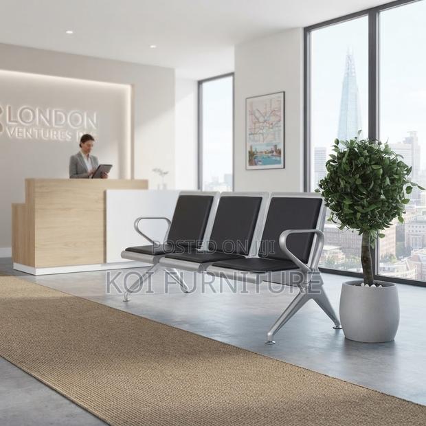 Office Benches; Modern Three Seaters Leather Reception Bench