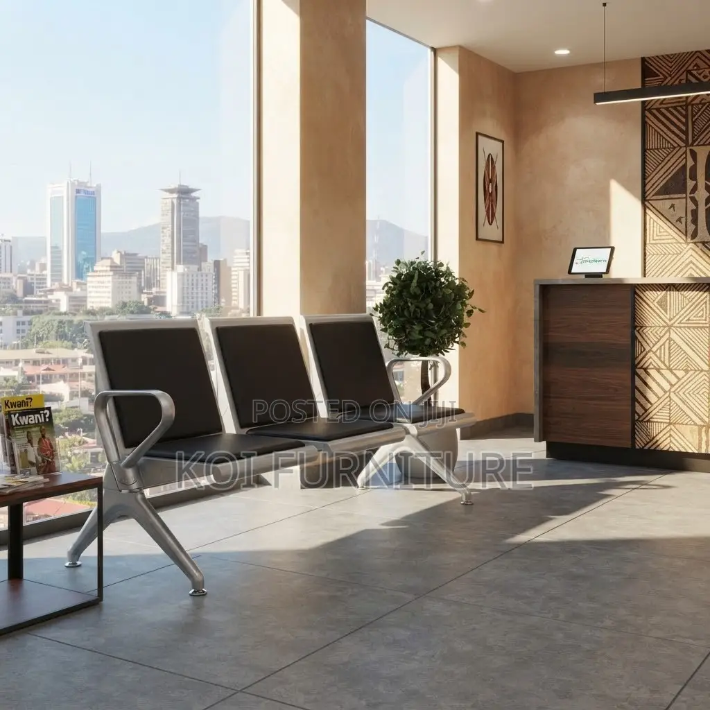 Office Benches; Modern Three Seaters Leather Reception Bench