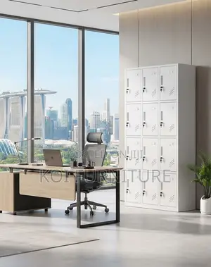 Office Cabinet; Gray 12 Lockable Drawers Modern Office Cabinet