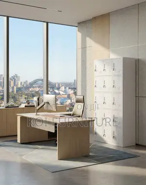 Office Cabinet; Gray 12 Lockable Drawers Modern Office Cabinet