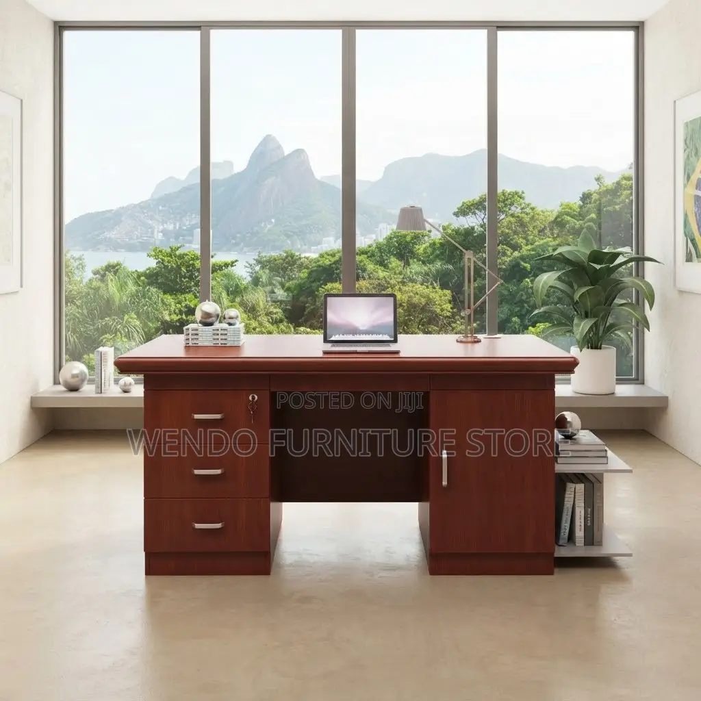 Office Desk; 120CM Red Executive Modern Home Office Mahogany Desk