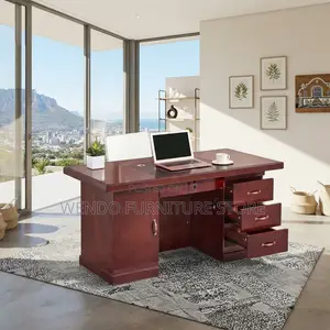 Office Desk; 120CM Red Executive Modern Home Office Mahogany Desk