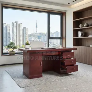 Office Desk; 120CM Red Executive Modern Home Office Mahogany Desk