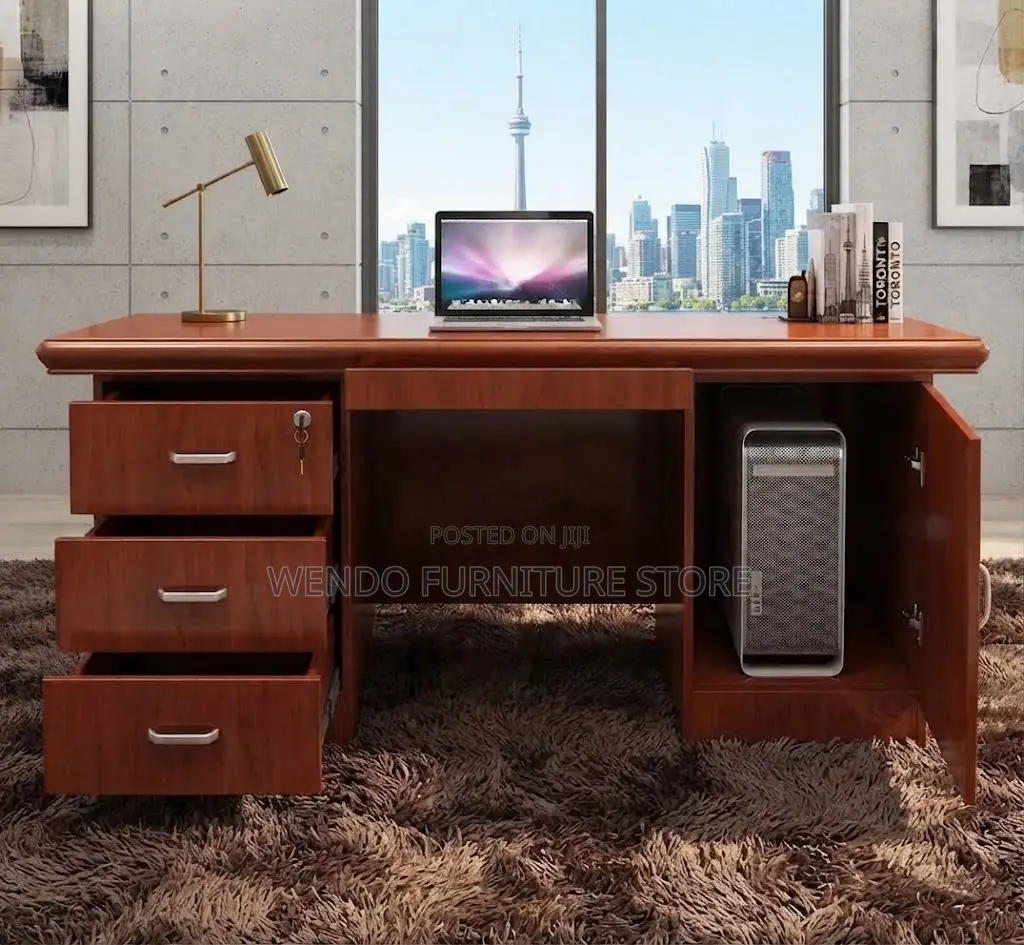 Office Desk; 120CM Red Executive Modern Home Office Mahogany Desk