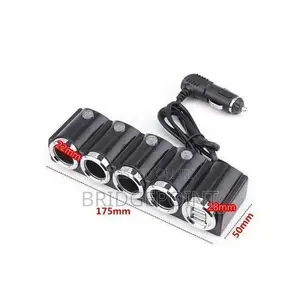 12/24v Car Socket Splitter With 4 Female Outlets and 2 USB Ports