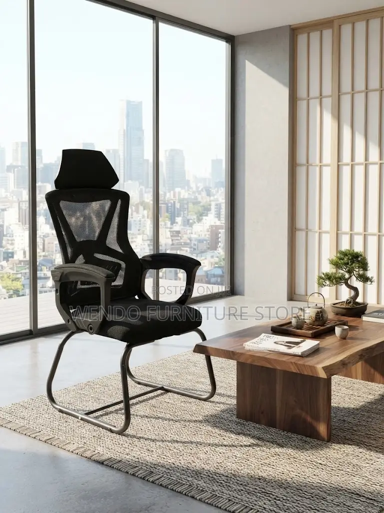 Office Chairs; Black High Back Office Chairs With Sled Base