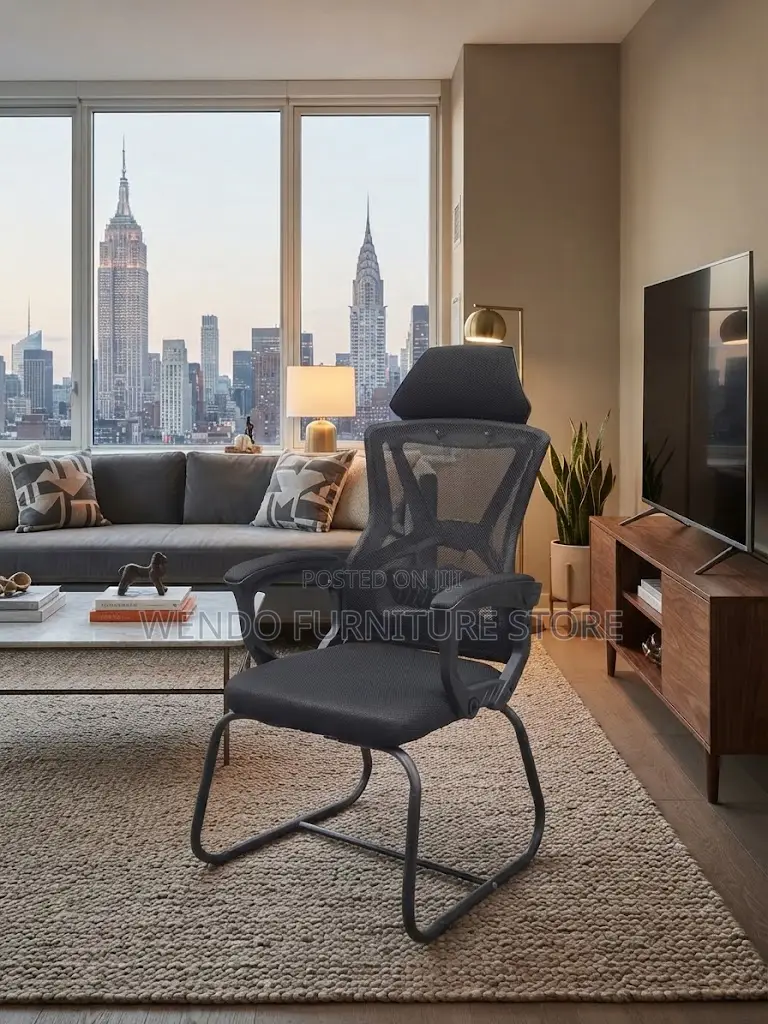 Office Chairs; Black High Back Office Chairs With Sled Base