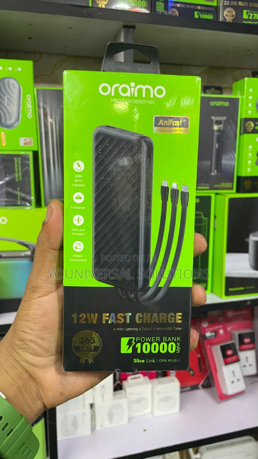 Oraimo SliceLink (OPB-5101) 10,000mAh Powerbank With *Inbuilt Cables