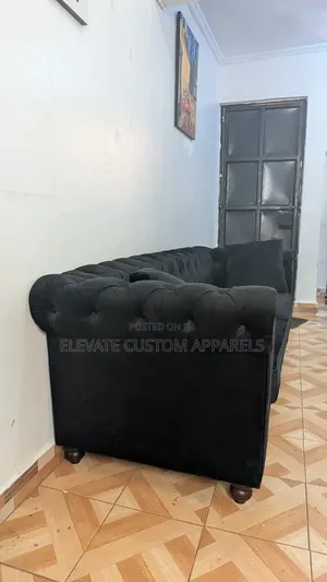Luxury Black Tufted Sofa, 3 Seater Chester Couch