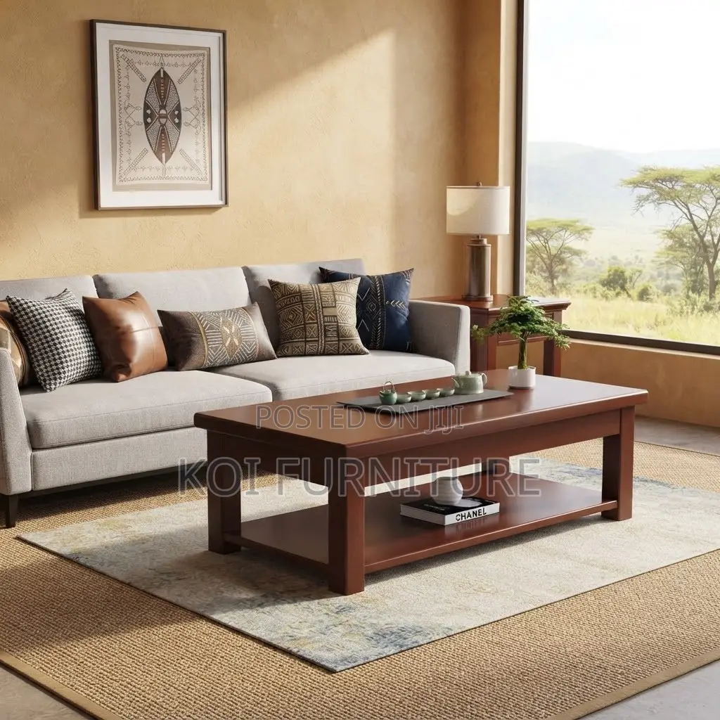 Coffee Table; Polished Mahogany Execuitive Red-Brown Coffee Tables