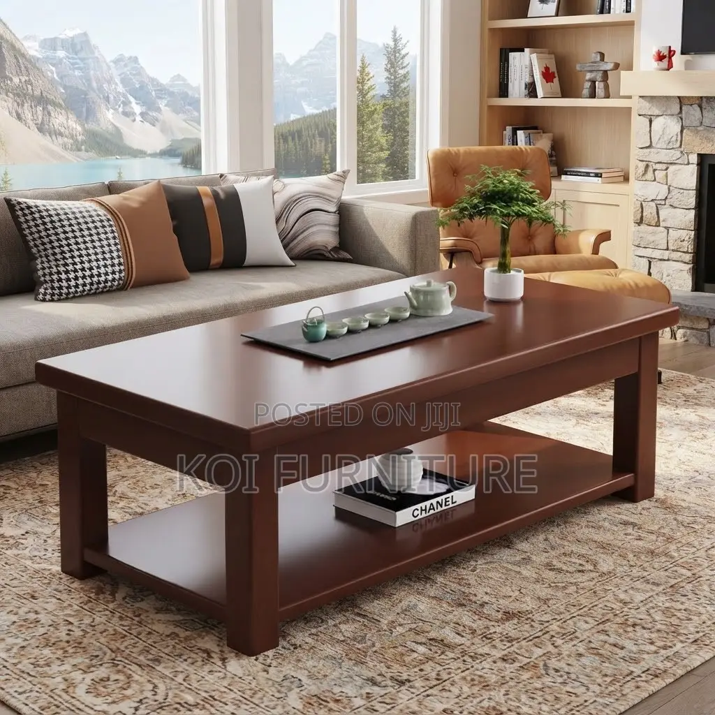 Coffee Table; Polished Mahogany Execuitive Red-Brown Coffee Tables