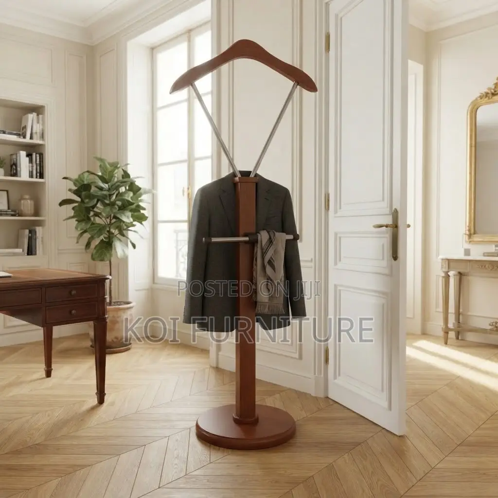 Dressers; Executive Long Mahogany Finished Coat Hangers