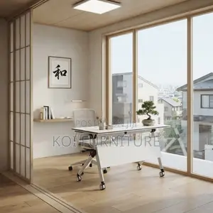 Office Desk; White Foldable Home Office Study Table With Wheels